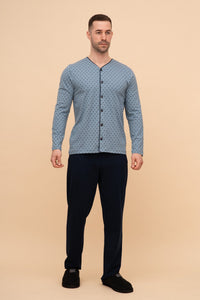 Pijama bărbați bumbac cu mânecă lungă "V-collar"