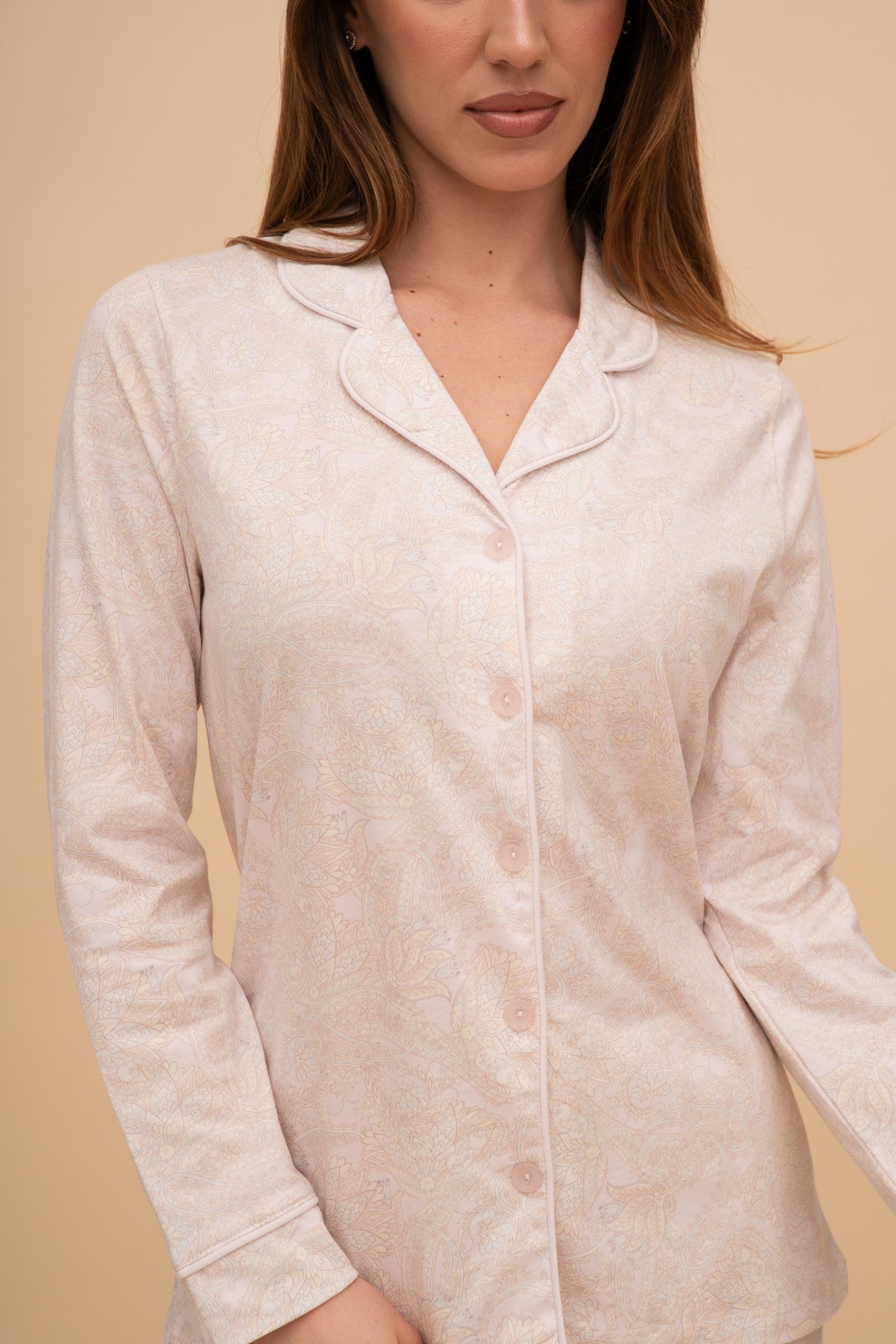 Set pijama damă bumbac cu mânecă lungă „Rose"