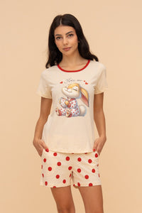Pijama damă bumbac cu mânecă scurtă „Purse Puppy"
