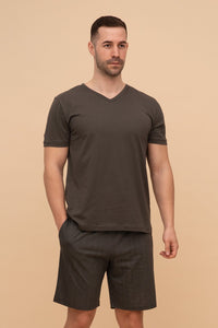 Pijama bărbați bumbac cu mânecă scurtă "Graphite"