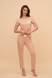 Pijama damă bumbac și modal cu mânecă scurtă „Little Miss Perfect”