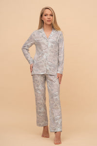 Set pijama damă bumbac cu mânecă lungă „Blue Whisper"