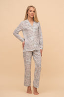 Set pijama damă bumbac cu mânecă lungă „Blue Whisper"