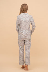 Set pijama damă bumbac cu mânecă lungă „Blue Whisper"