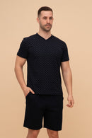Pijama bărbați bumbac cu mânecă scurtă "Navy"