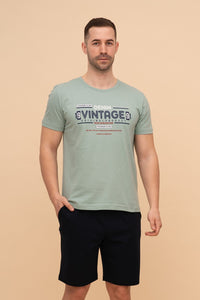 Pijama bărbați bumbac cu mânecă scurtă "Vintage"