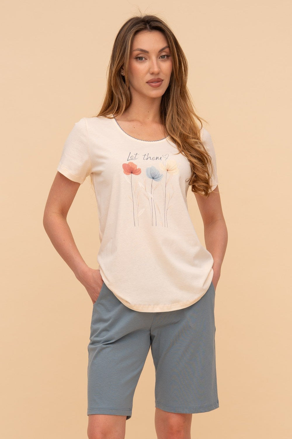 Pijama damă bumbac cu mânecă scurtă „Purse Puppy"