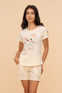 Pijama damă bumbac cu mânecă scurtă „Purse Puppy"