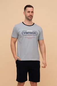 Pijama bărbați bumbac cu mânecă scurtă "Vintage"