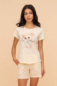 Pijama damă bumbac cu mânecă scurtă „Purse Puppy"