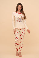 Pijama damă bumbac cu mânecă lungă „Kiss me"