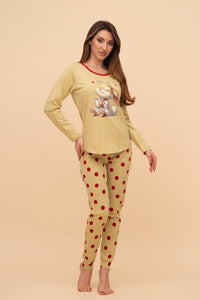 Pijama damă bumbac cu mânecă lungă „Kiss me"