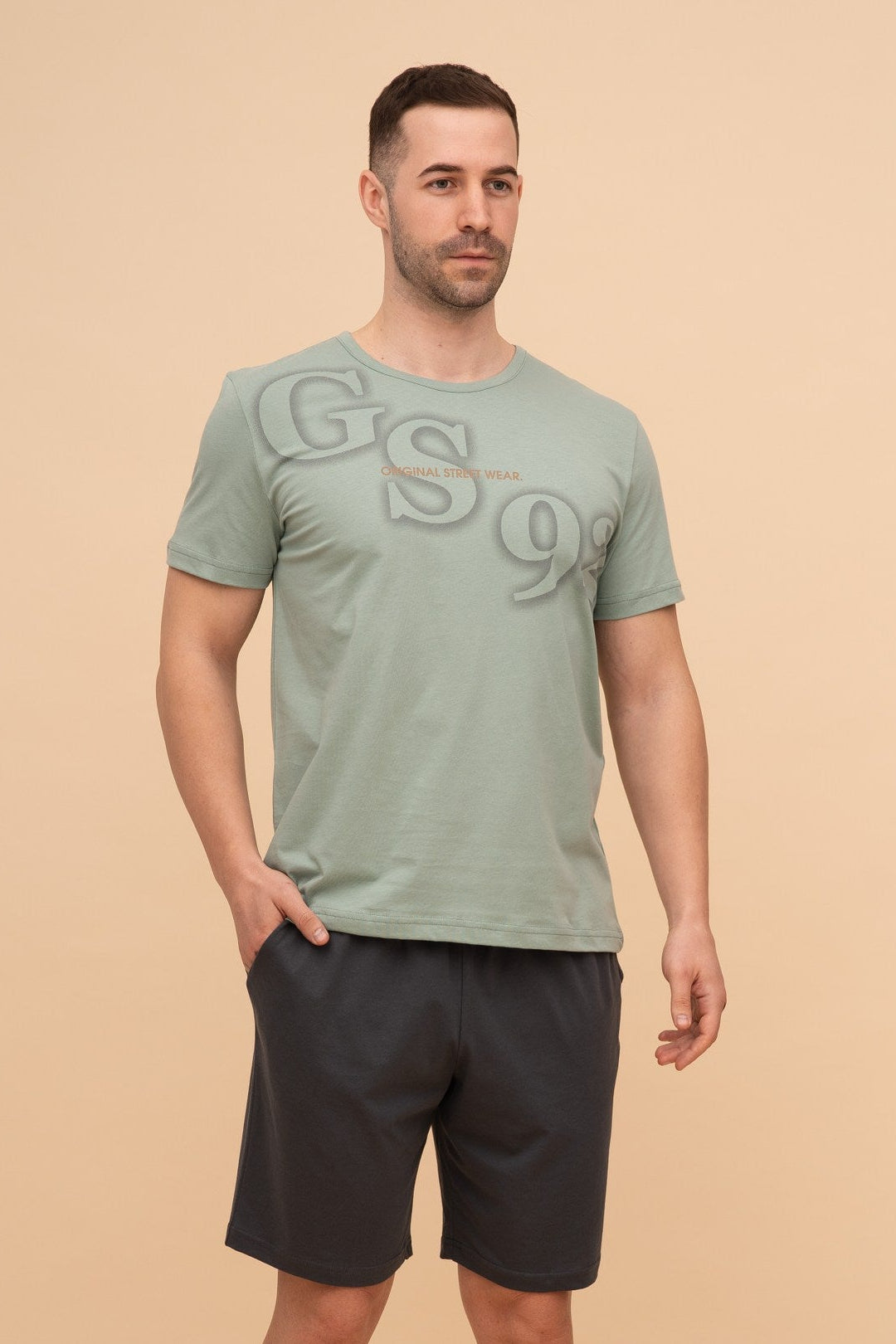 Pijama bărbați bumbac cu mânecă scurtă "GS92"