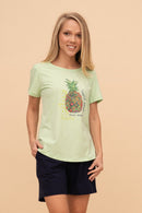 Pijama damă bumbac cu mânecă scurtă „Tropical Dreams"