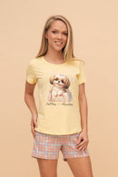 Pijama damă bumbac cu mânecă scurtă „Purse Puppy"