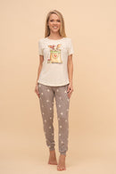 Pijama damă bumbac cu mânecă scurtă „My Pet and Me"