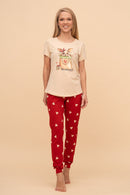 Pijama damă bumbac cu mânecă scurtă „My Pet and Me"
