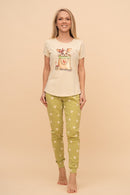 Pijama damă bumbac cu mânecă scurtă „My Pet and Me"