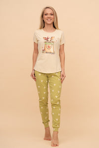 Pijama damă bumbac cu mânecă scurtă „My Pet and Me"