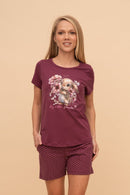 Pijama damă bumbac cu mânecă scurtă „My Little Bunny"