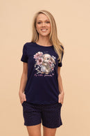 Pijama damă bumbac cu mânecă scurtă „My Little Bunny"