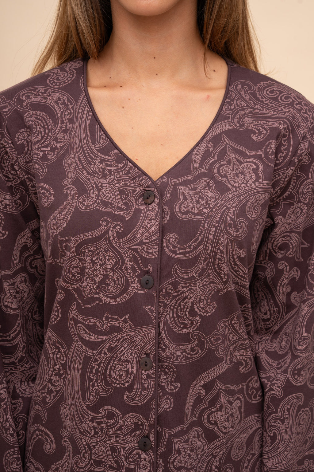 Pijama damă bumbac cu mânecă lungă „Paisley” 