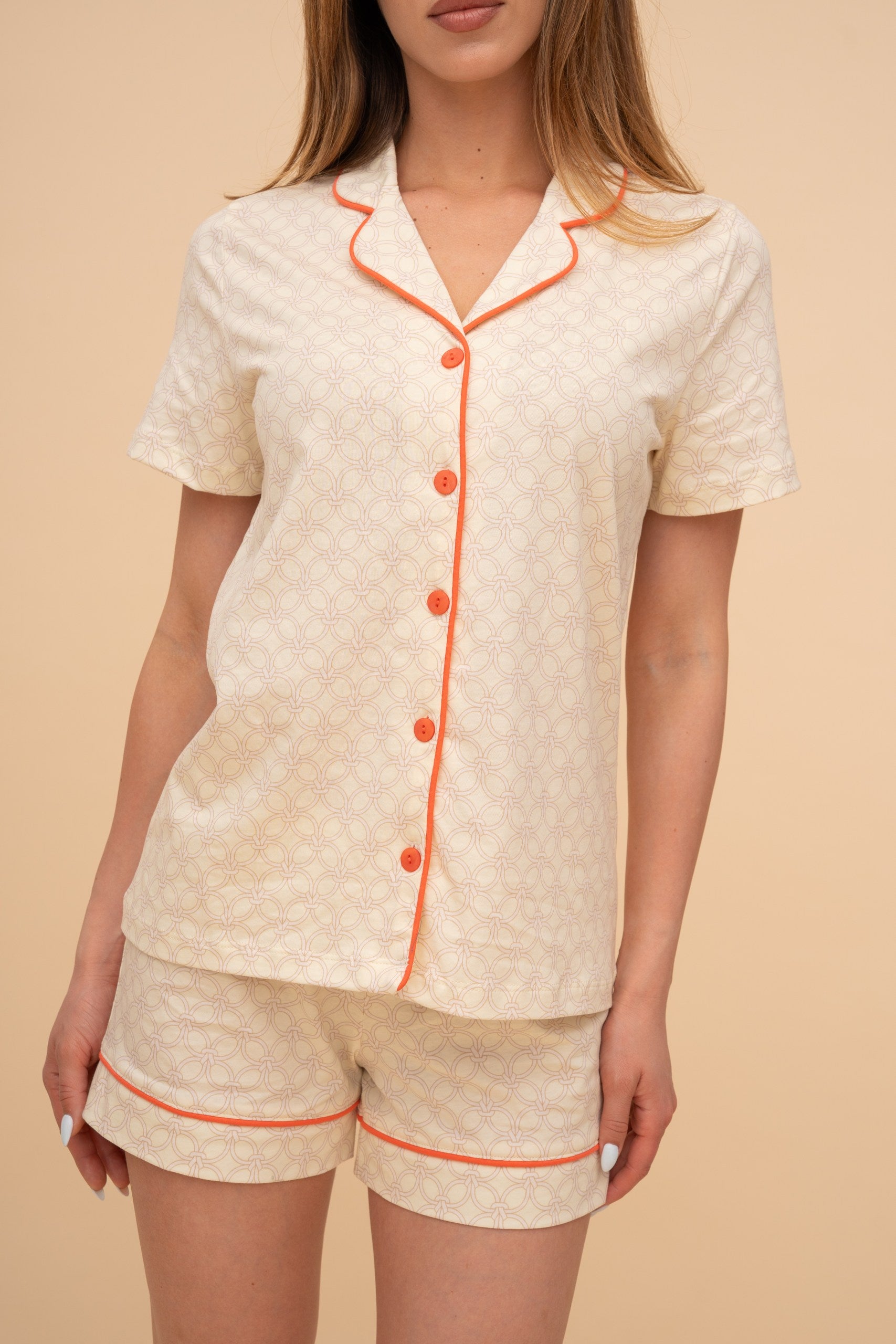 Set pijama damă bumbac cu mânecă lungă „Ink Mist"