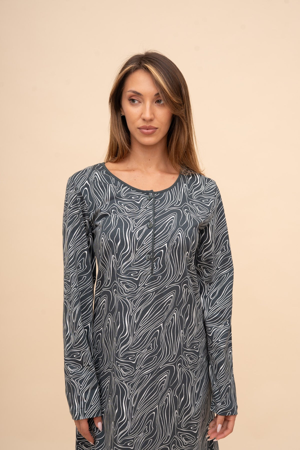Pijama damă bumbac cu mânecă lungă „Paisley” 