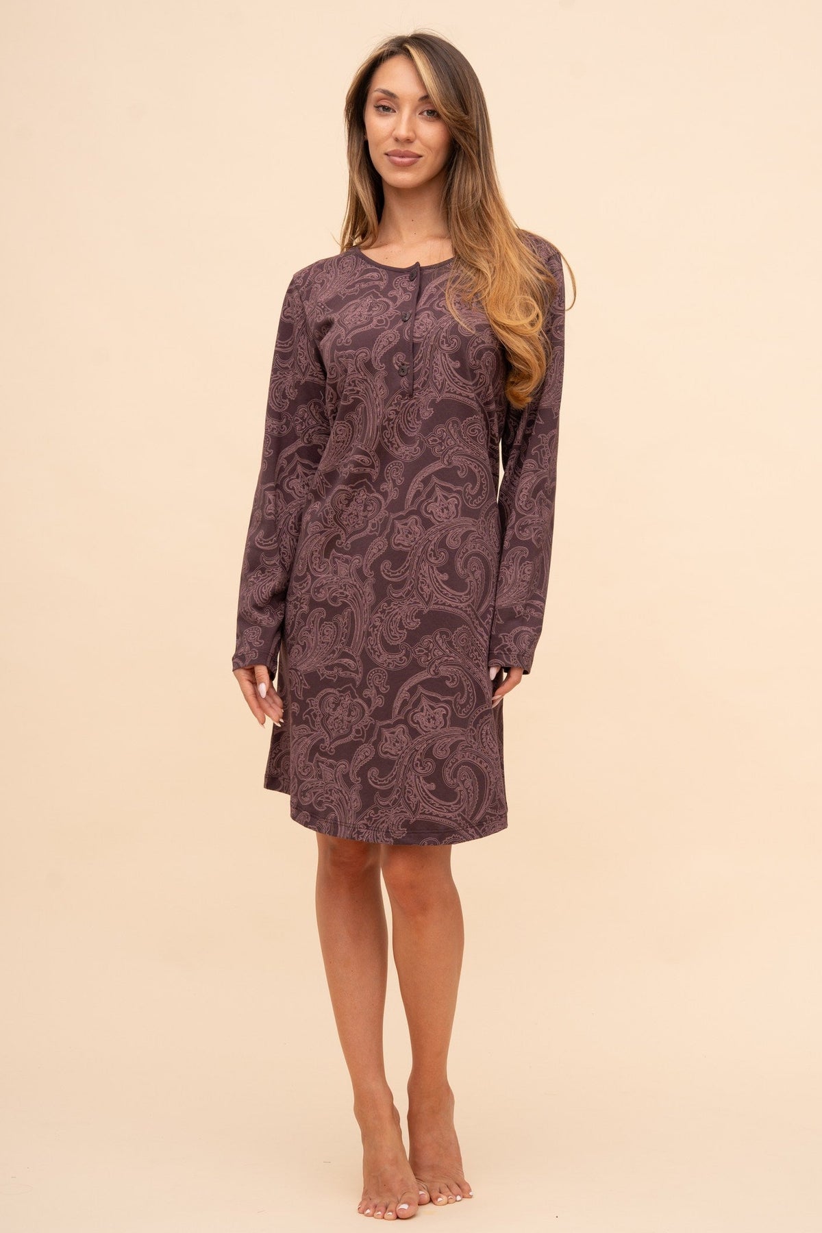 Pijama damă bumbac cu mânecă lungă „Paisley” 