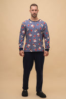 Pijama bărbați bumbac interlock cu mânecă lungă "Christmas Sweater"