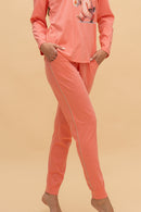 Pijama damă bumbac cu mânecă lungă „Bunny Walker” 
