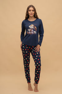 Pijama damă bumbac cu mânecă lungă „Kiss me"