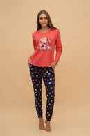 Pijama damă bumbac cu mânecă lungă „Kiss me"