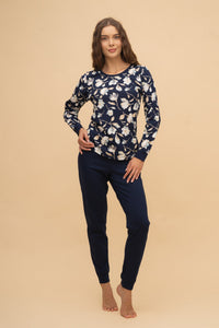 Пижама от памук Иватекс Navy Magnolia