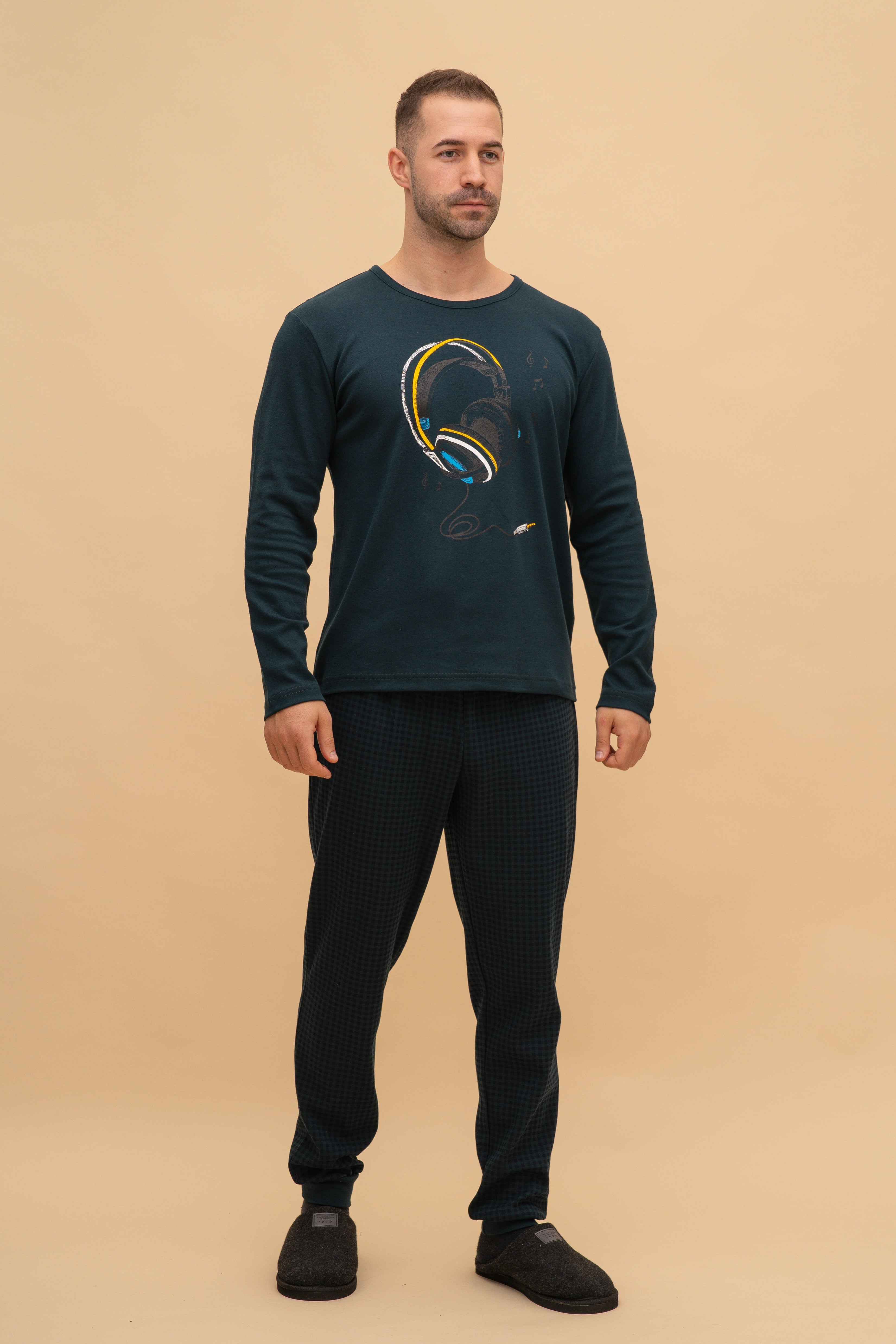 Pijama bărbați bumbac interlock "Sound off"