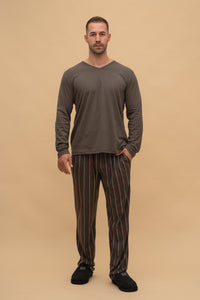 Pijama bărbați bumbac cu mânecă lungă "Stripe"