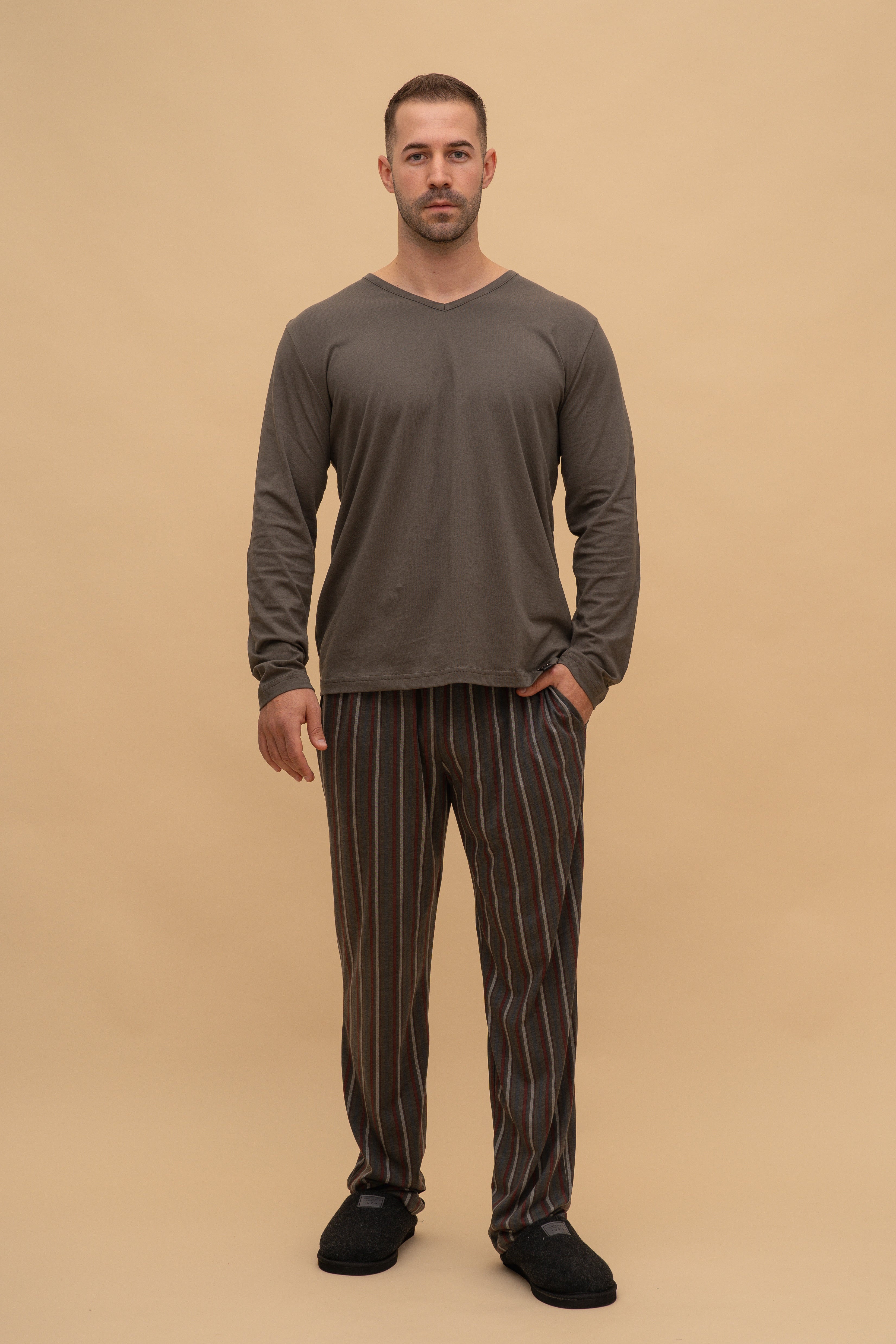 Pijama bărbați bumbac cu mânecă lungă "Stripe"