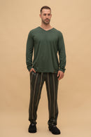 Pijama bărbați bumbac cu mânecă lungă "Stripe"