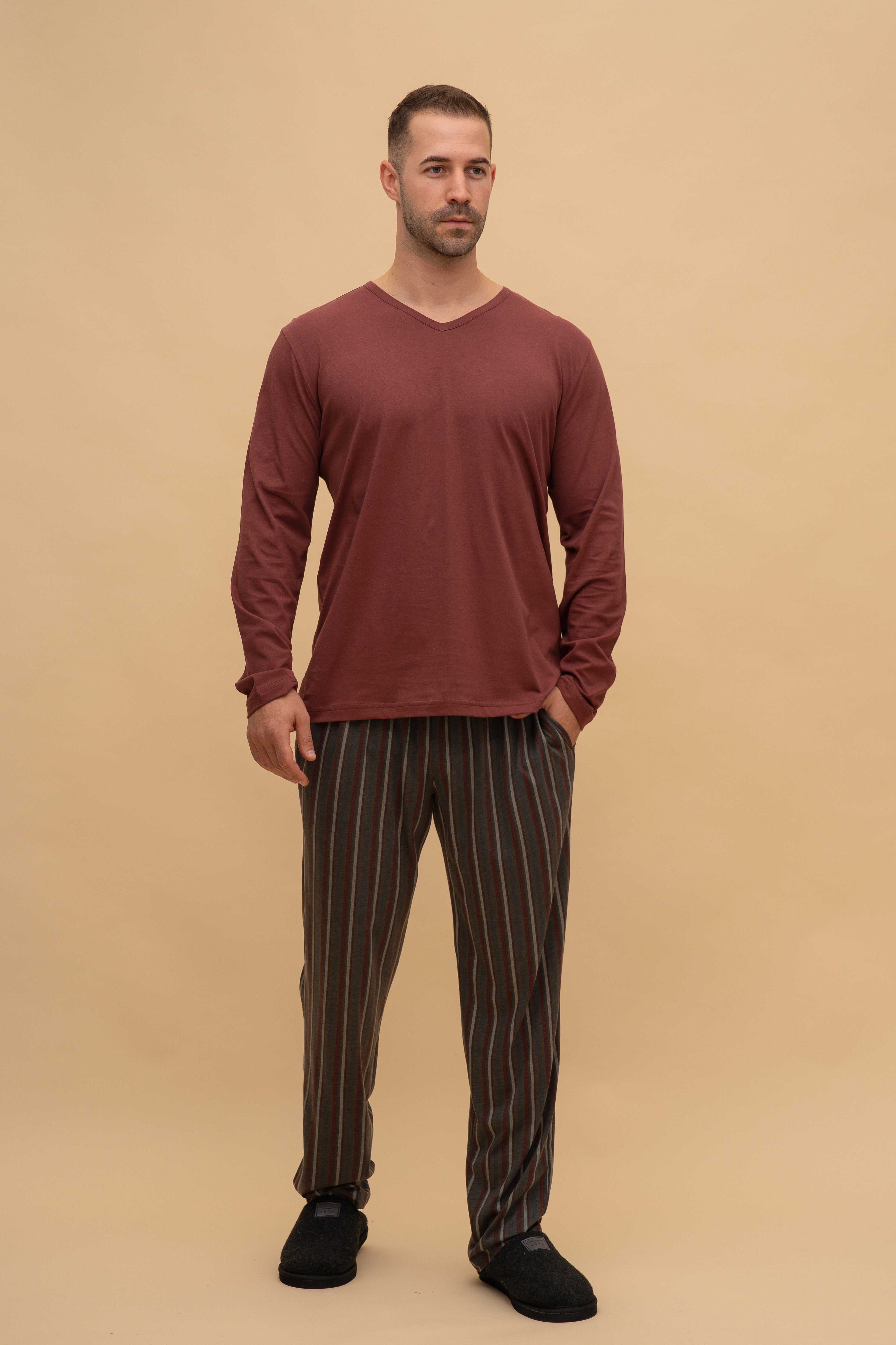 Pijama bărbați bumbac cu mânecă lungă "Stripe"