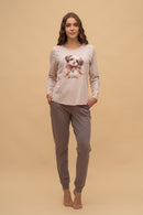 Pijama damă bumbac cu mânecă lungă „Pretty Girl"