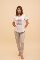 Дамска памучна пижама Иватекс Thank you - розова