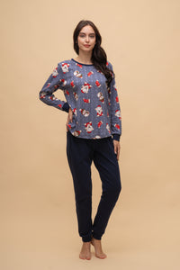 Pijama damă bumbac interlock cu mânecă lungă „Christmas Sweater"
