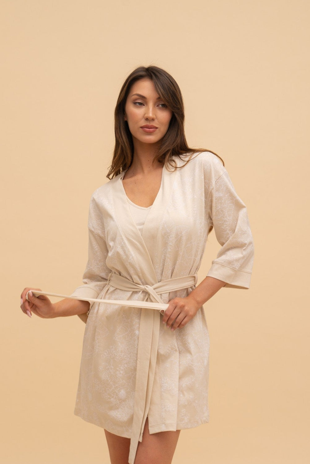 Halat damă bej „Floral” – bumbac