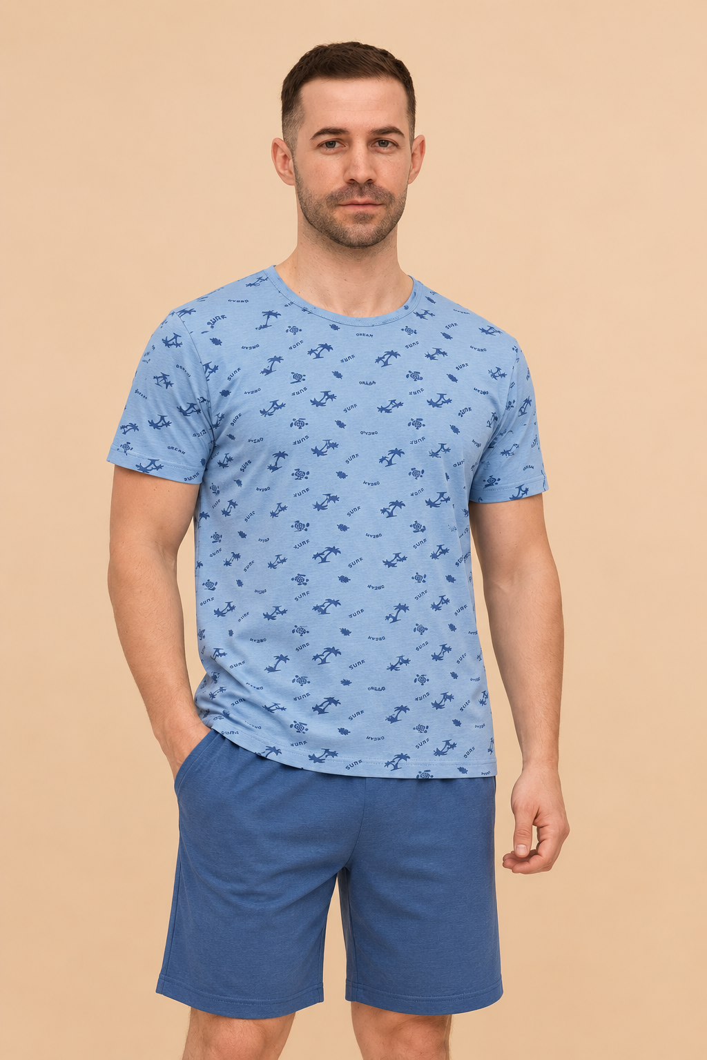 Pijama bărbați bumbac cu mânecă scurtă "Surf Dream"