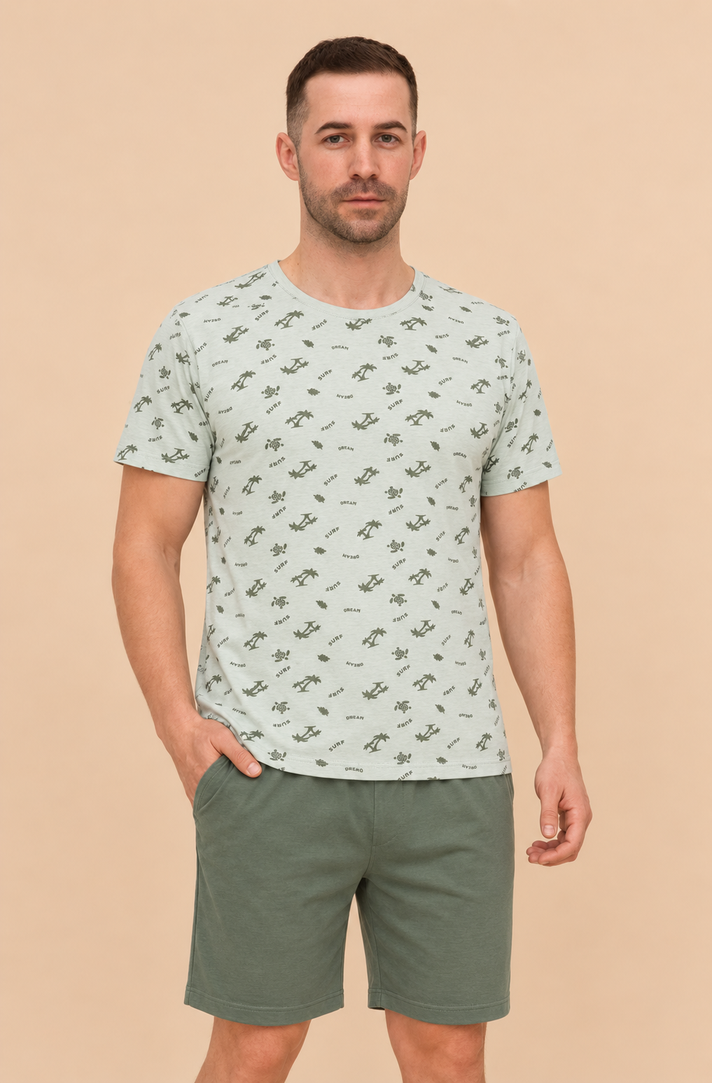 Pijama bărbați bumbac cu mânecă scurtă "Surf Dream"