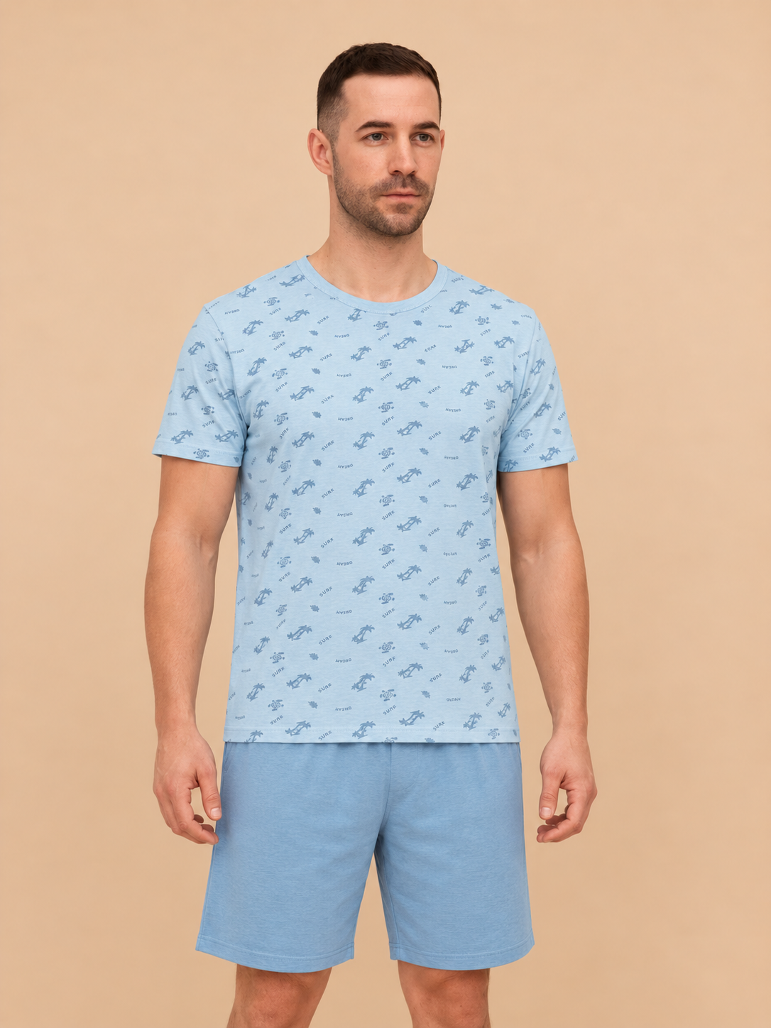 Pijama bărbați bumbac cu mânecă scurtă "Surf Dream"